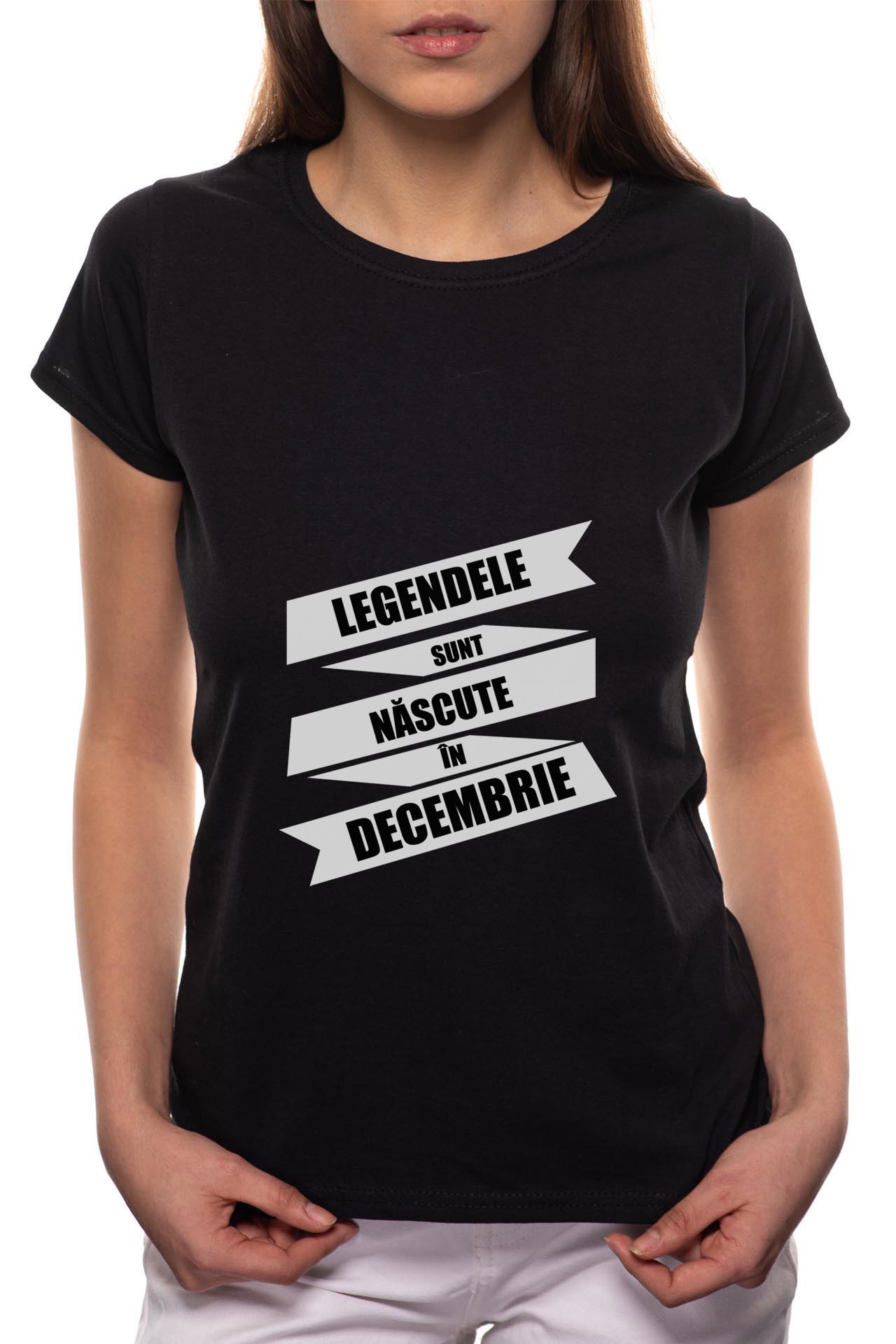 Tricou dama, Nascute In Decembrie, 100% Bumbac, B86, Negru