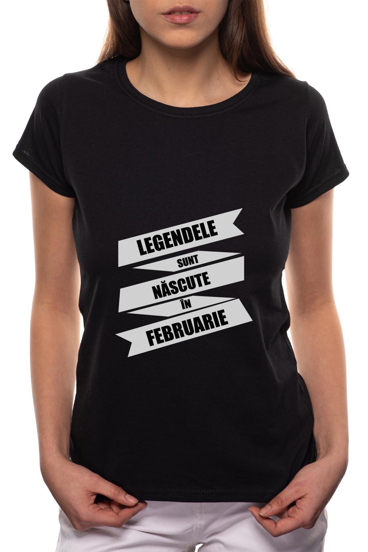 Tricou dama, Nascute In Februarie, 100% Bumbac, B88, Negru