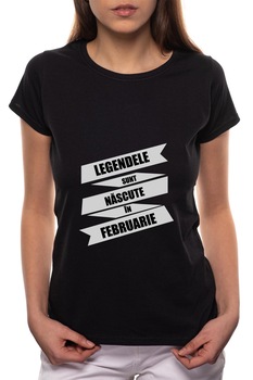Tricou dama, Nascute In Februarie, 100% Bumbac, B88, Negru Tricou dama, Nascute In Februarie, 100% Bumbac, B88, Negru