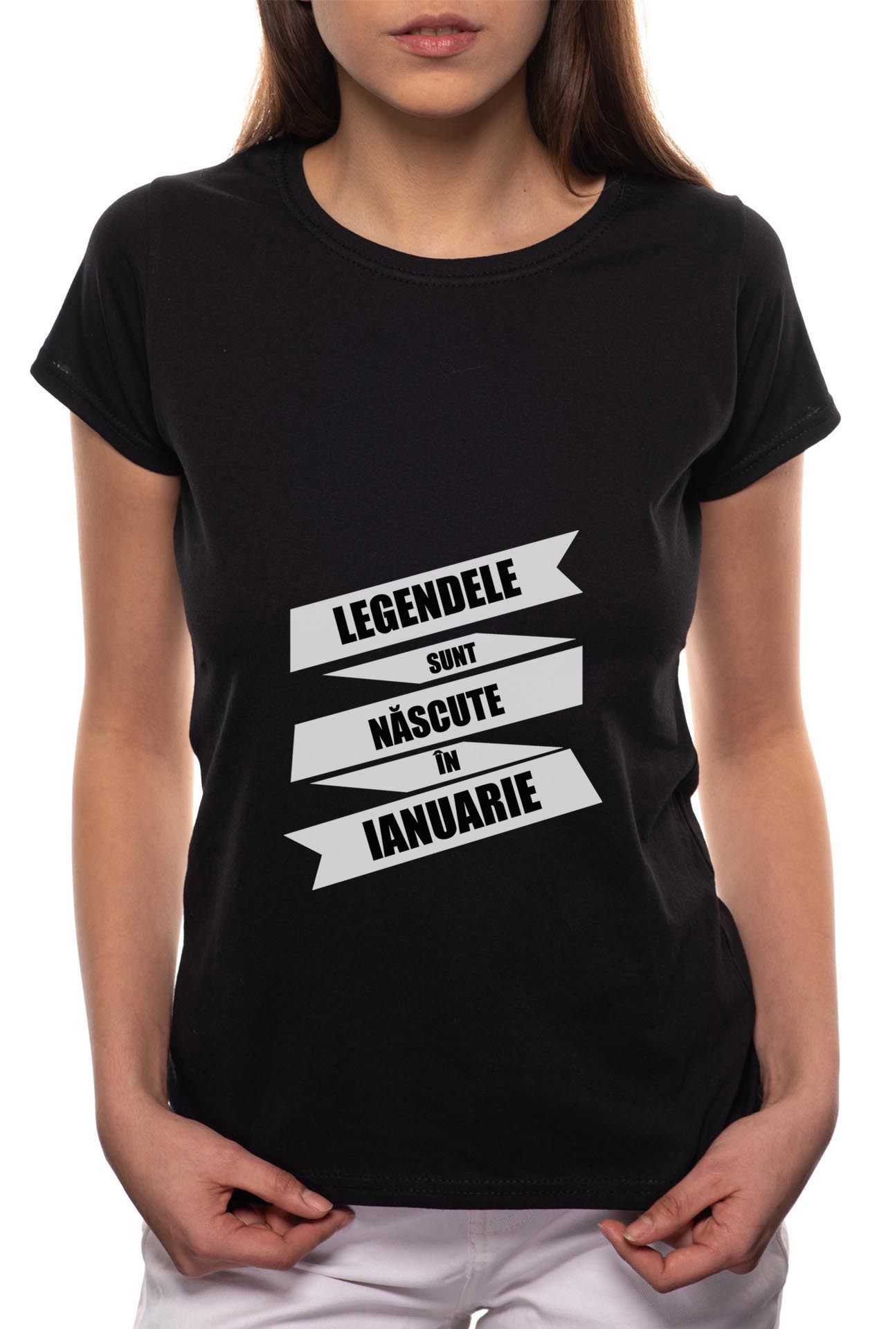 Tricou dama, Nascute In Ianuarie, 100% Bumbac, B87, Negru