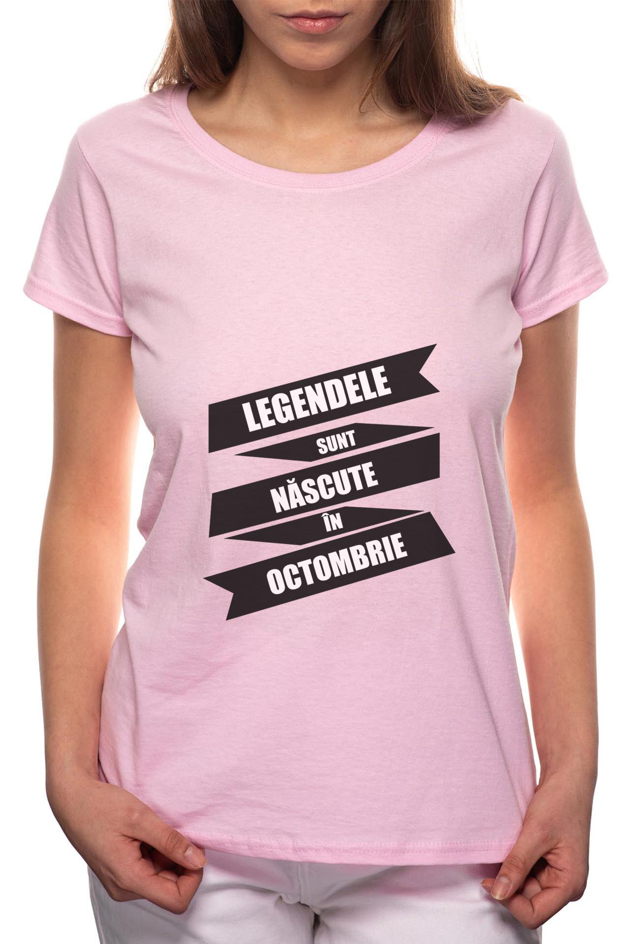 Tricou dama, Nascute In Octombrie, 100% Bumbac, P84, Roz