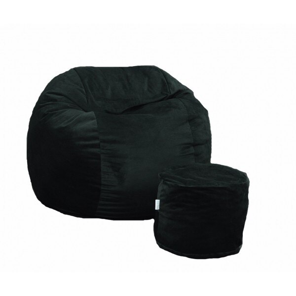 Fotoliu King Size XL cu Otoman, Black Velvet Gama Plush Honey umplut cu fulgi de burete memory mix