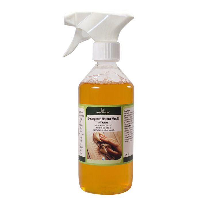 Detergent neutru pentru mobila cu miros placut de portocale, Borma Wachs, Waterbone Furniture Neutral Detergent, 500 ml