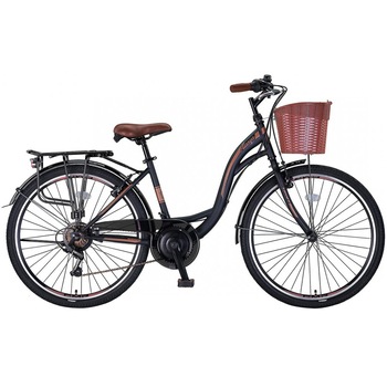 Bicicleta City Umit Alanya, culoare Negru/Maro, roata 24 Bicicleta City Umit Alanya, culoare Negru/Maro, roata 24