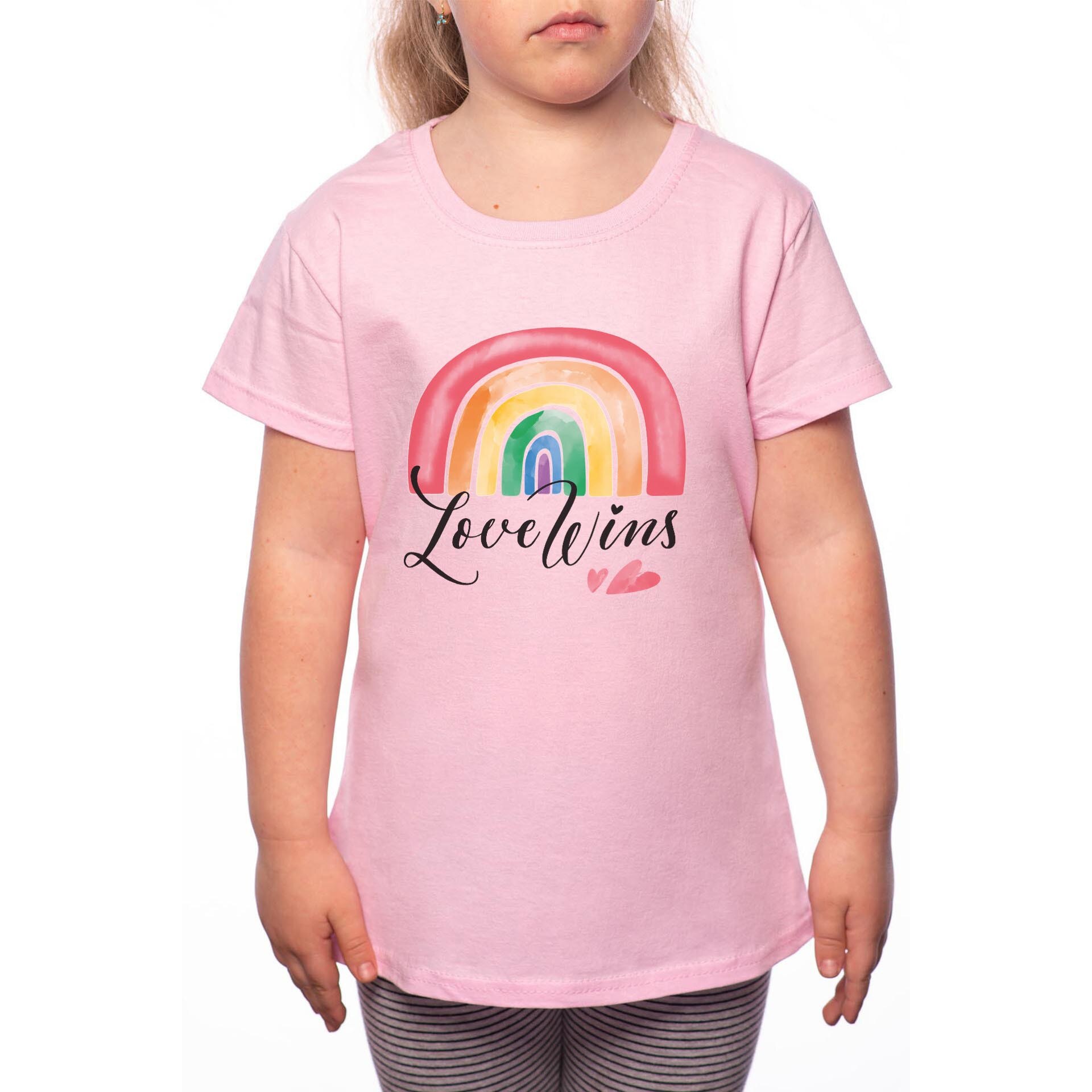 Tricou Fetita, Rainbow, 100% Bumbac, Roz, P35