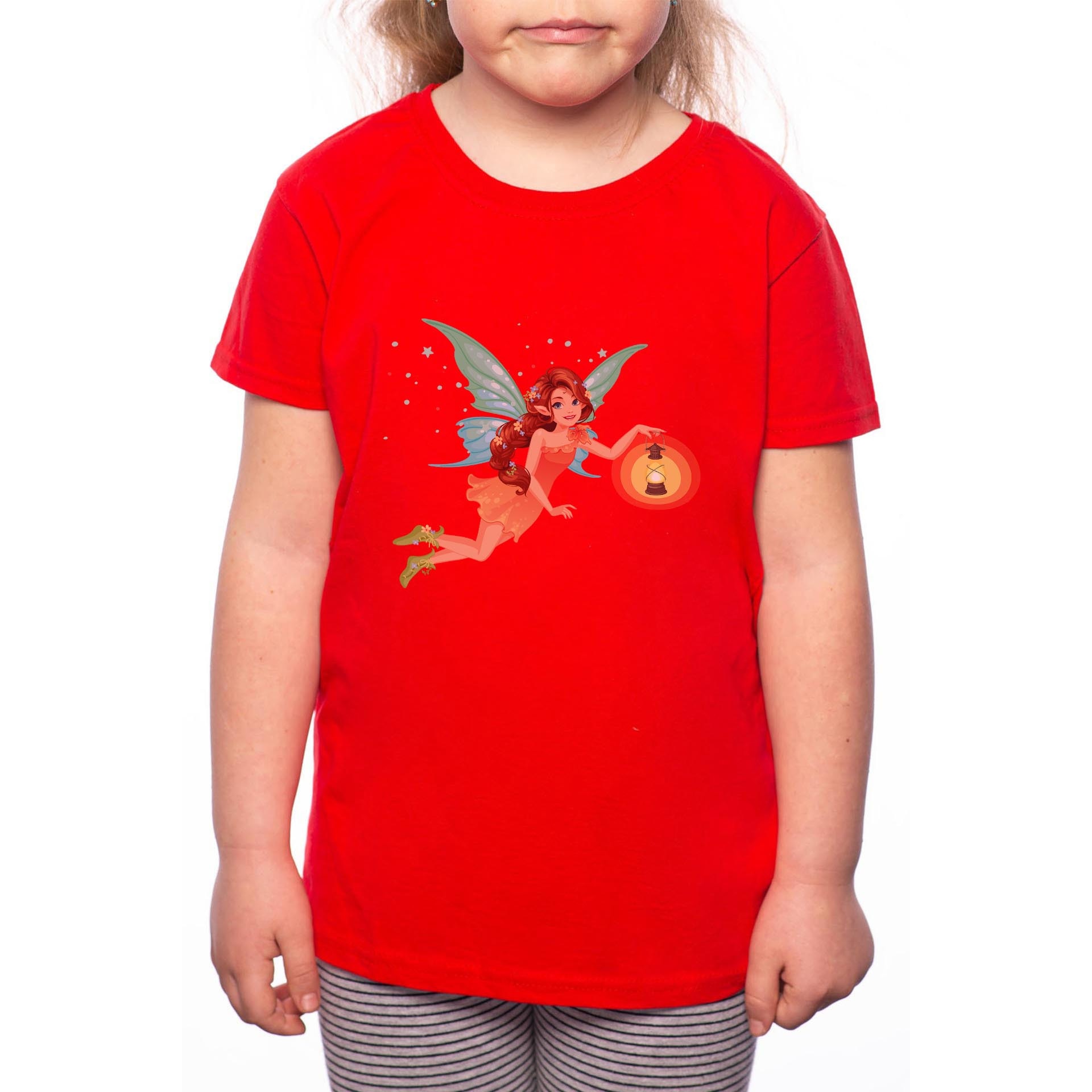 Tricou Fetita, Fairy, 100% Bumbac, Rosu, R33