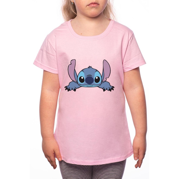 Tricou Fetita, Lilo and Stitch, 100% Bumbac, Roz, P27