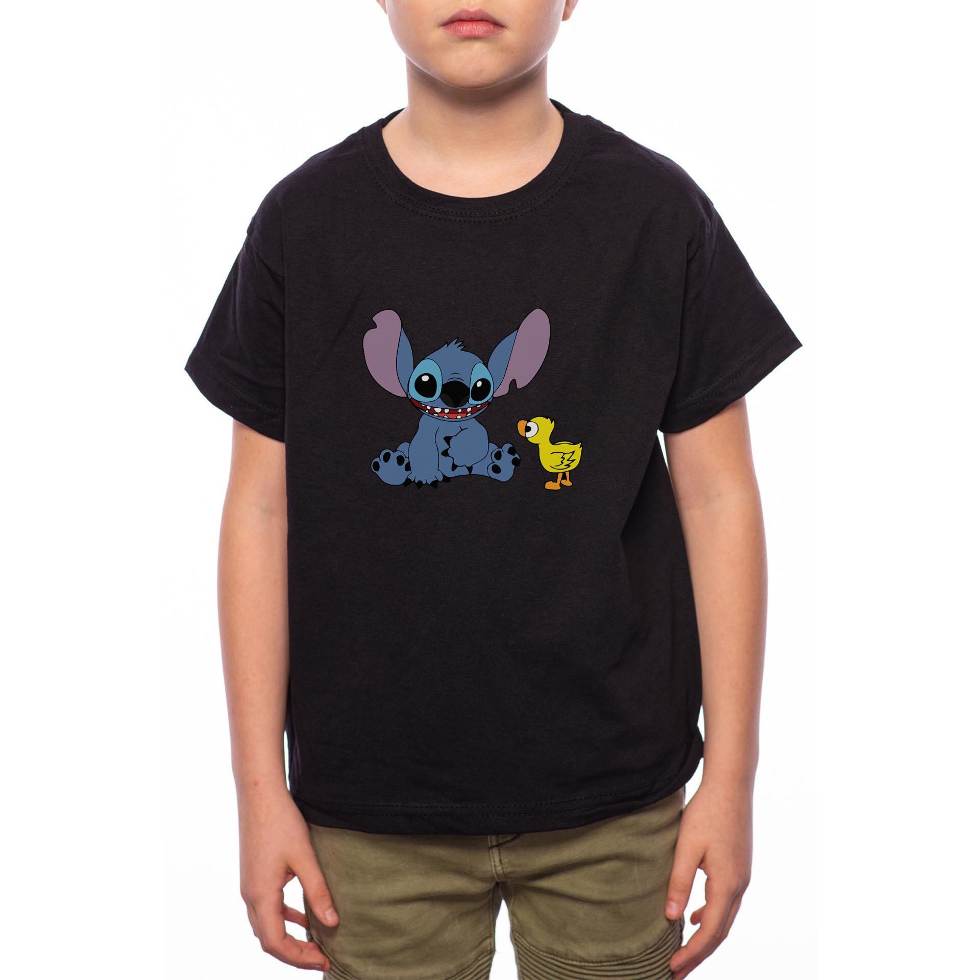 Tricou Baiat, Lilo and Stitch, 100% Bumbac, Negru, B28