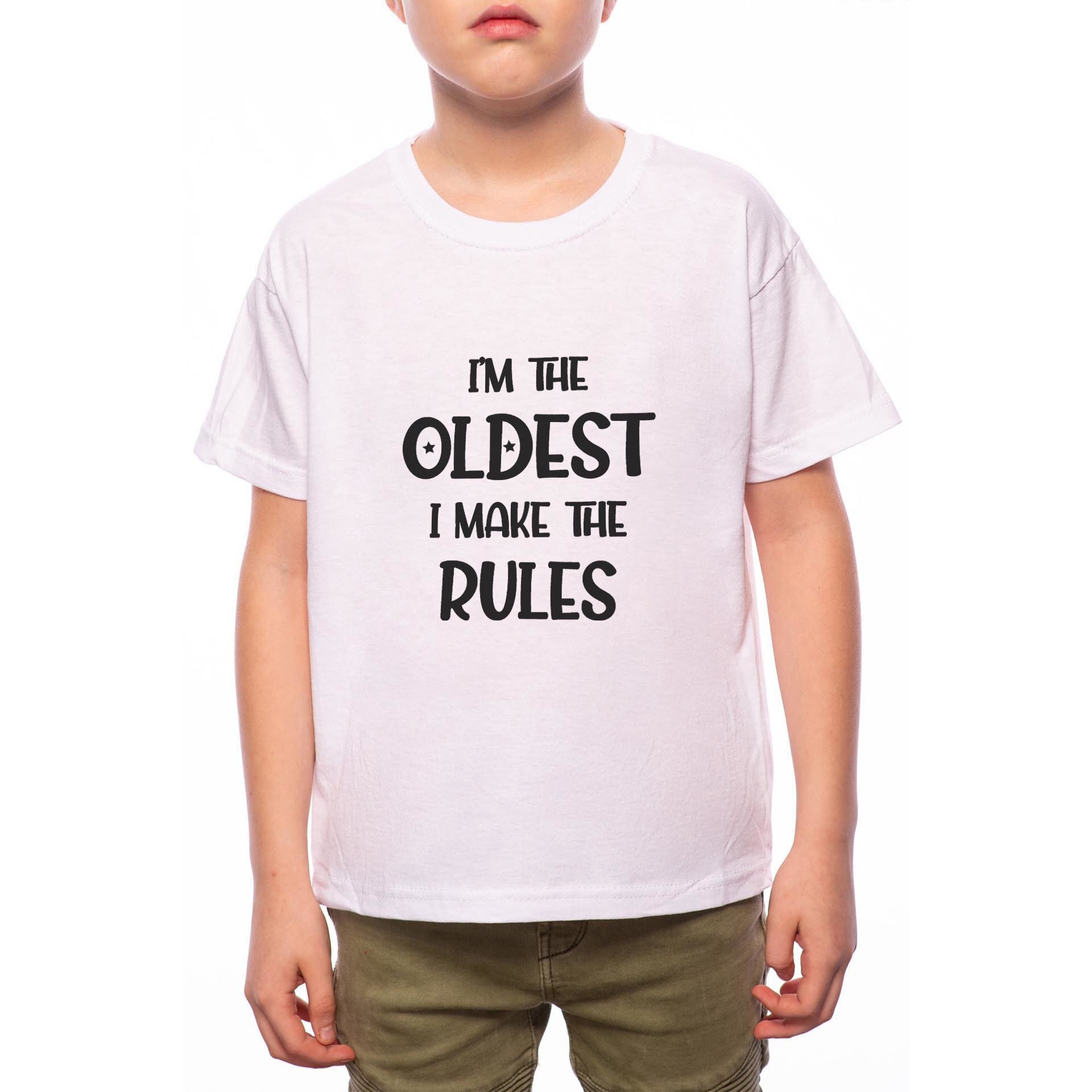 Tricou Baiat, I'm The Oldest, 100% Bumbac, Alb, W38