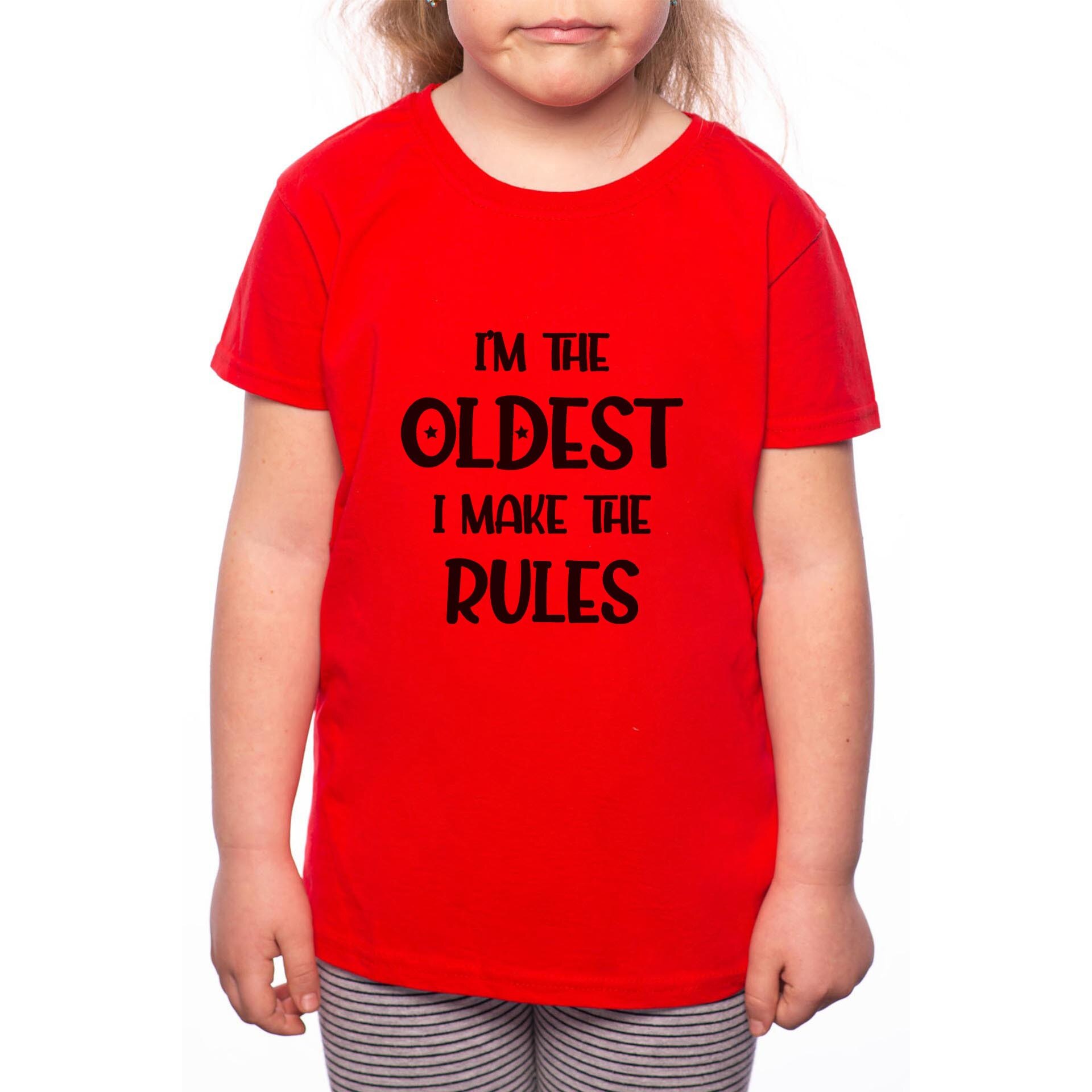 Tricou Fetita, I'm The Oldest, 100% Bumbac, Rosu, R38