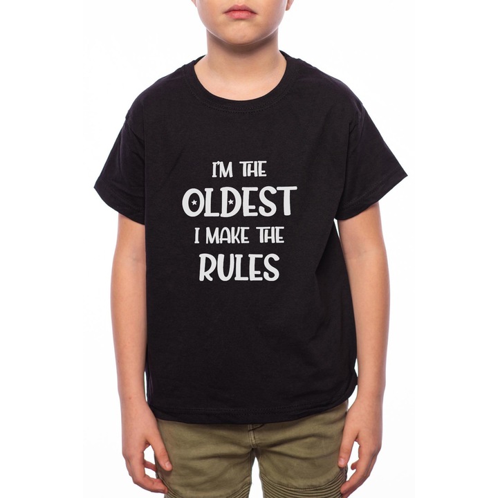 Polo fiuknak, En vagyok a legidosebb, 100% pamut, fekete, B38