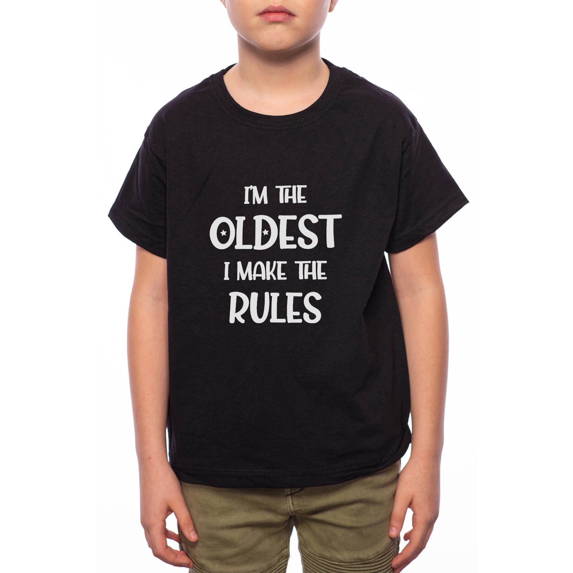 Tricou Baiat, I'm The Oldest, 100% Bumbac, Negru, B38