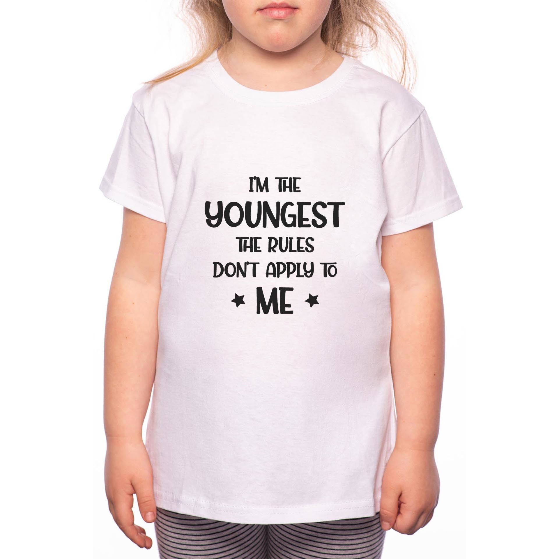 Tricou Fetita, I'm The Youngest, 100% Bumbac, Alb, W39