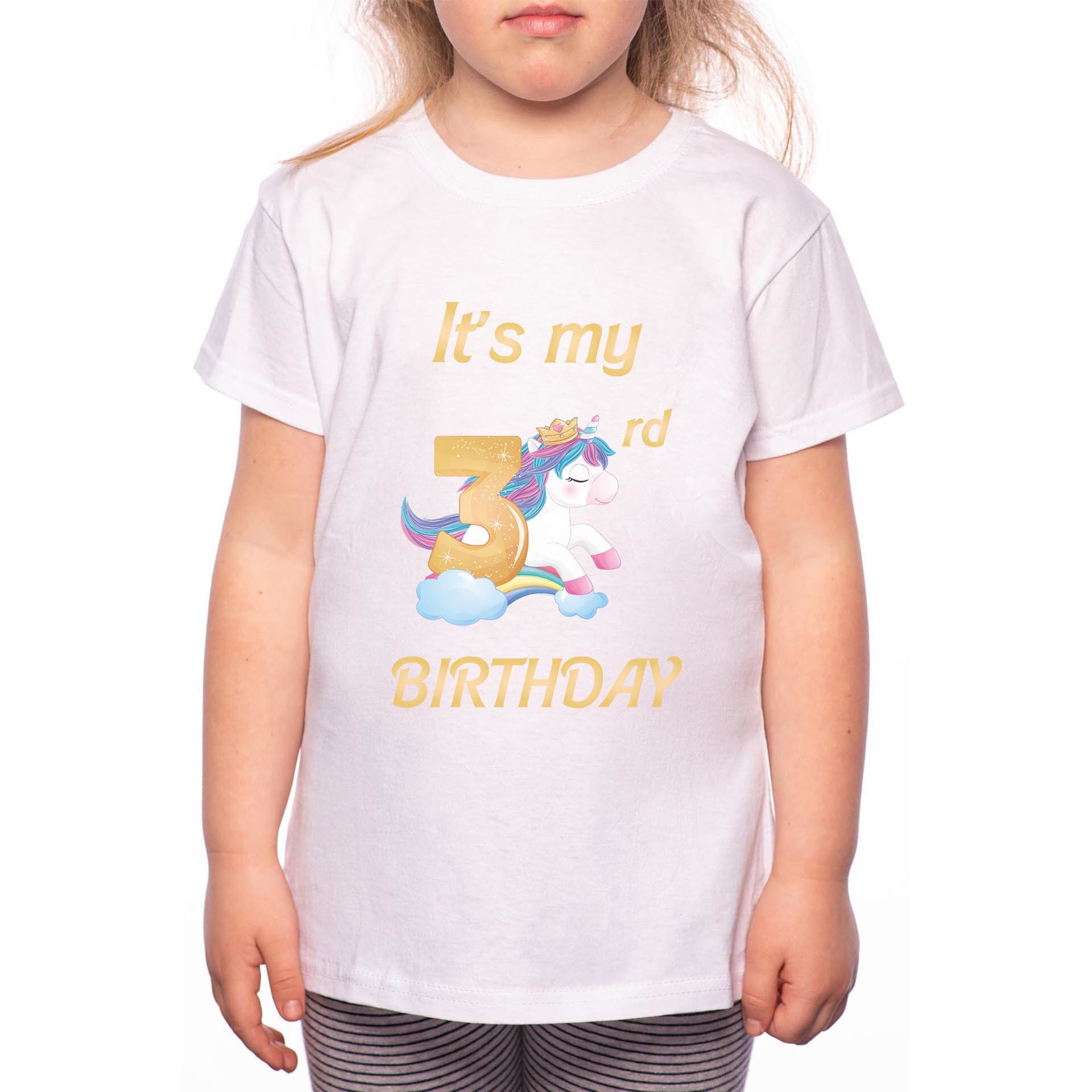 Tricou Fetita, 3rd Birthday, 100% Bumbac, Alb, W19