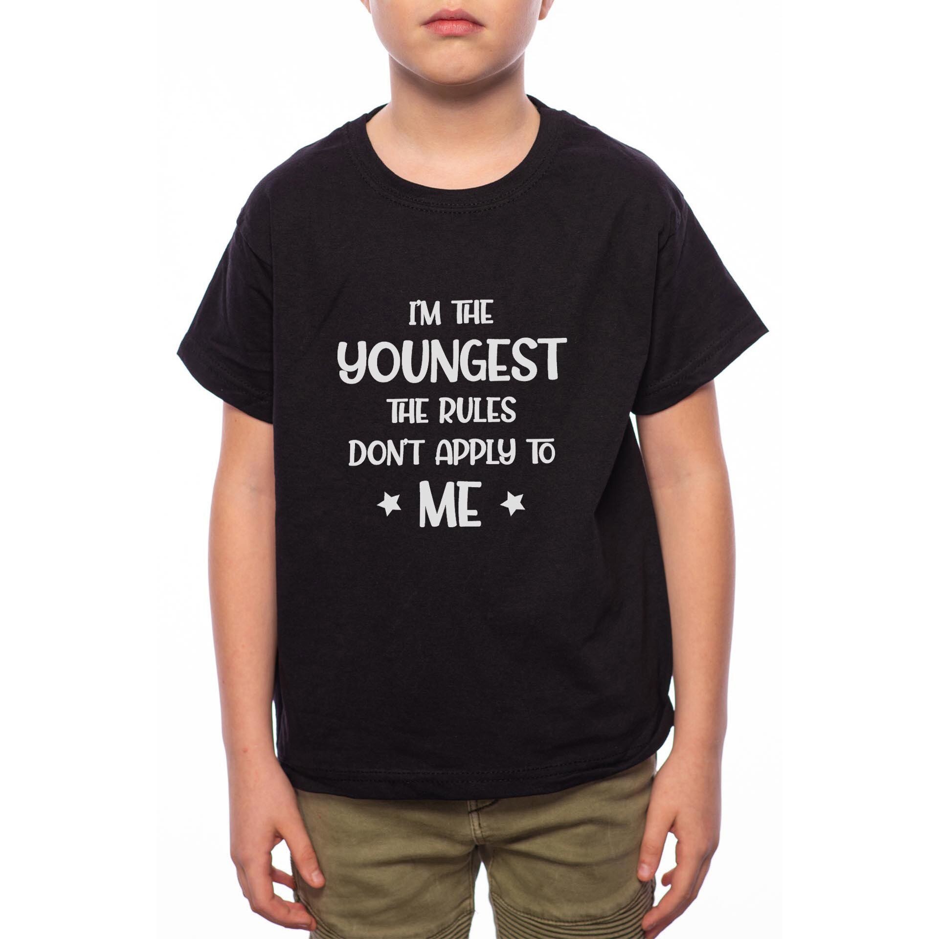 Tricou Baiat, I'm The Youngest, 100% Bumbac, Negru, B39