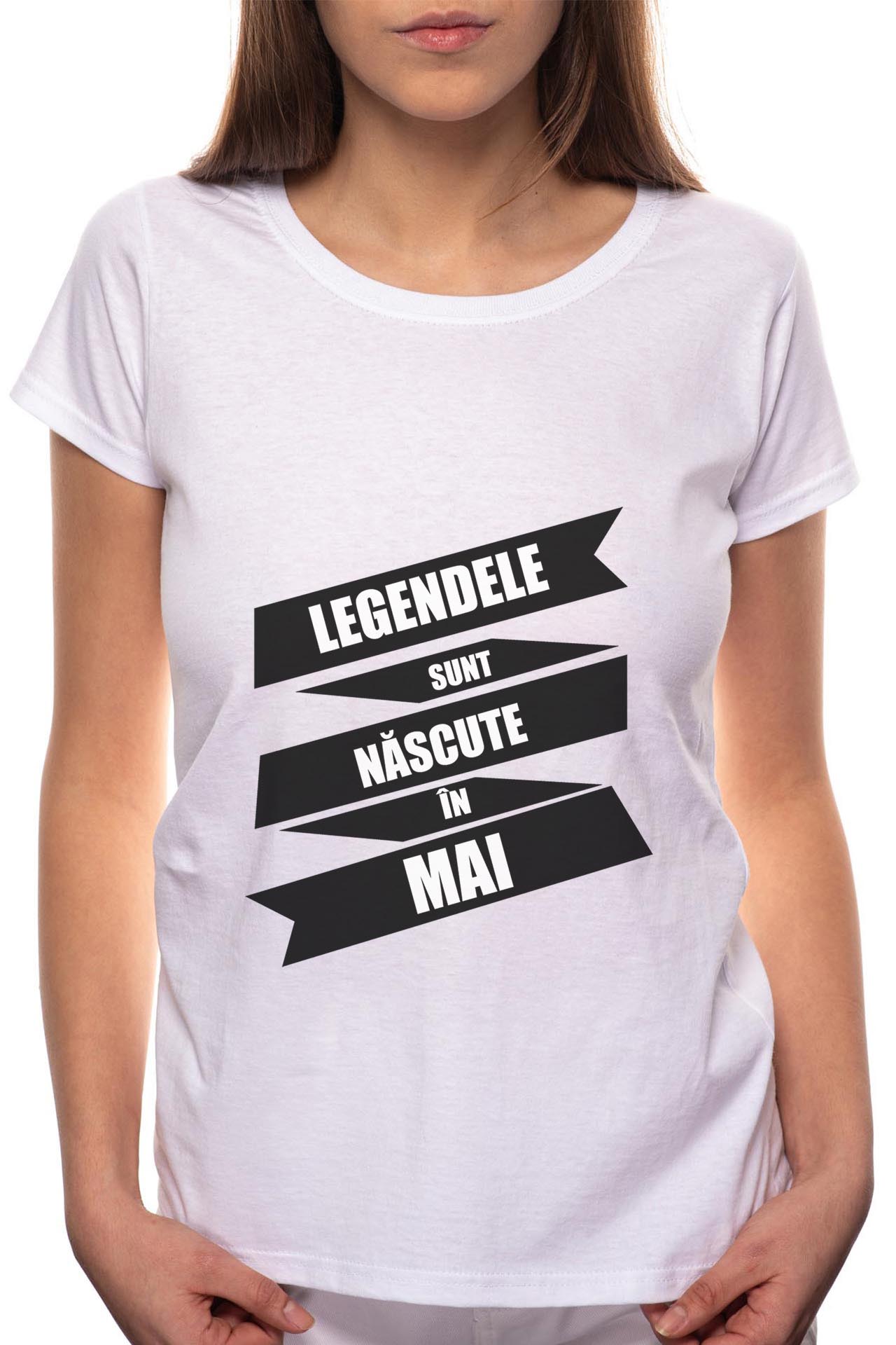 Tricou dama, Nascute In Mai, 100% Bumbac, W91, Alb