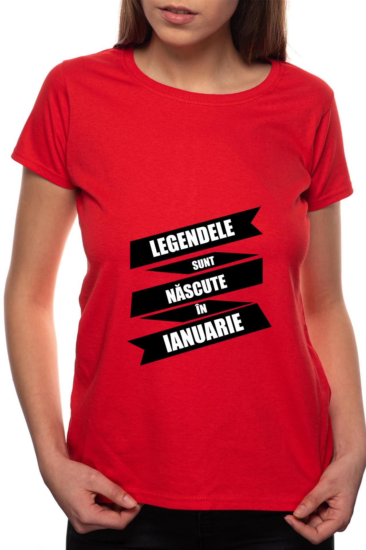 Tricou dama, Nascute In Ianuarie, 100% Bumbac, R87, Rosu