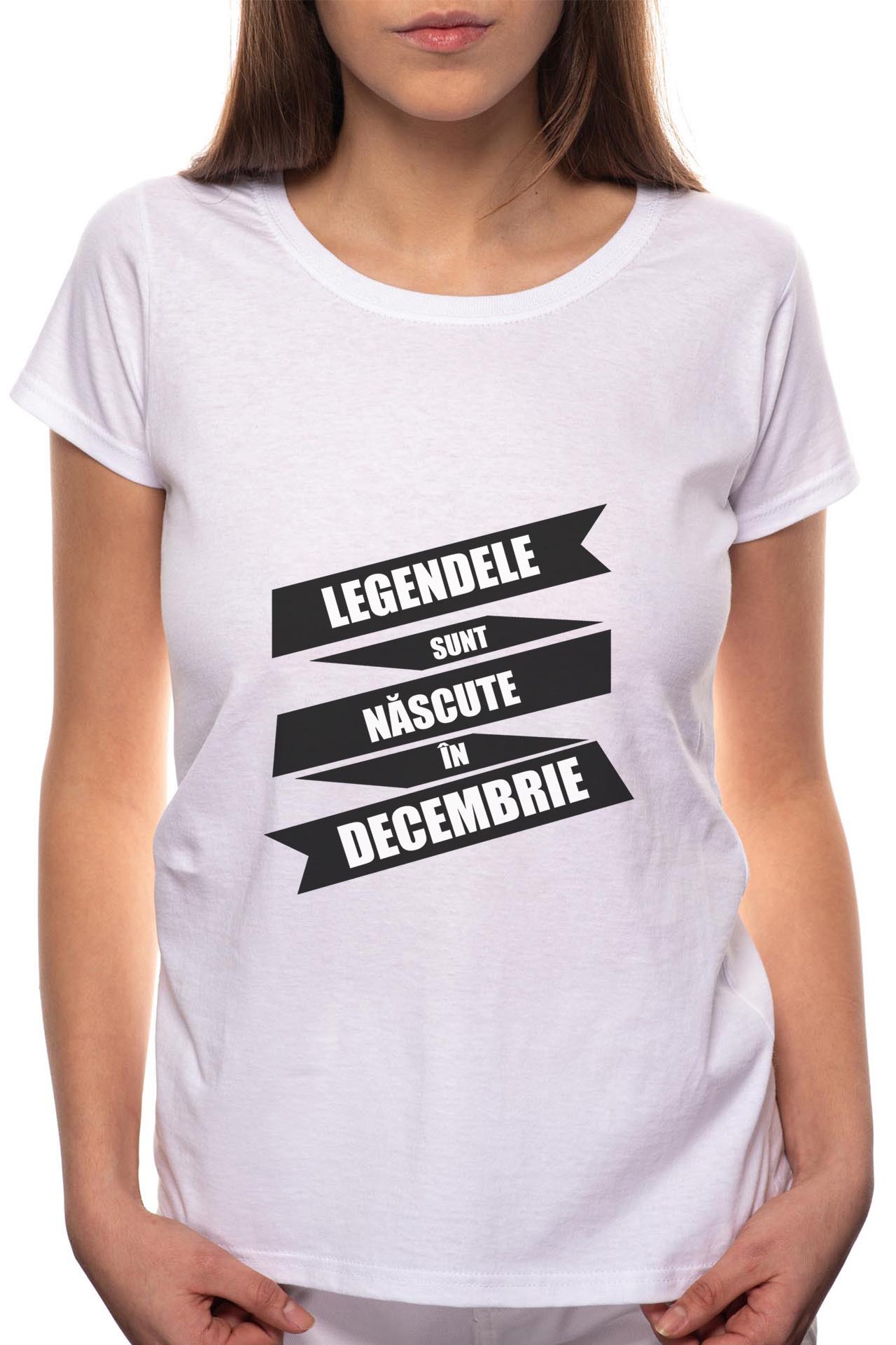 Tricou dama, Nascute In Decembrie, 100% Bumbac, W86, Alb