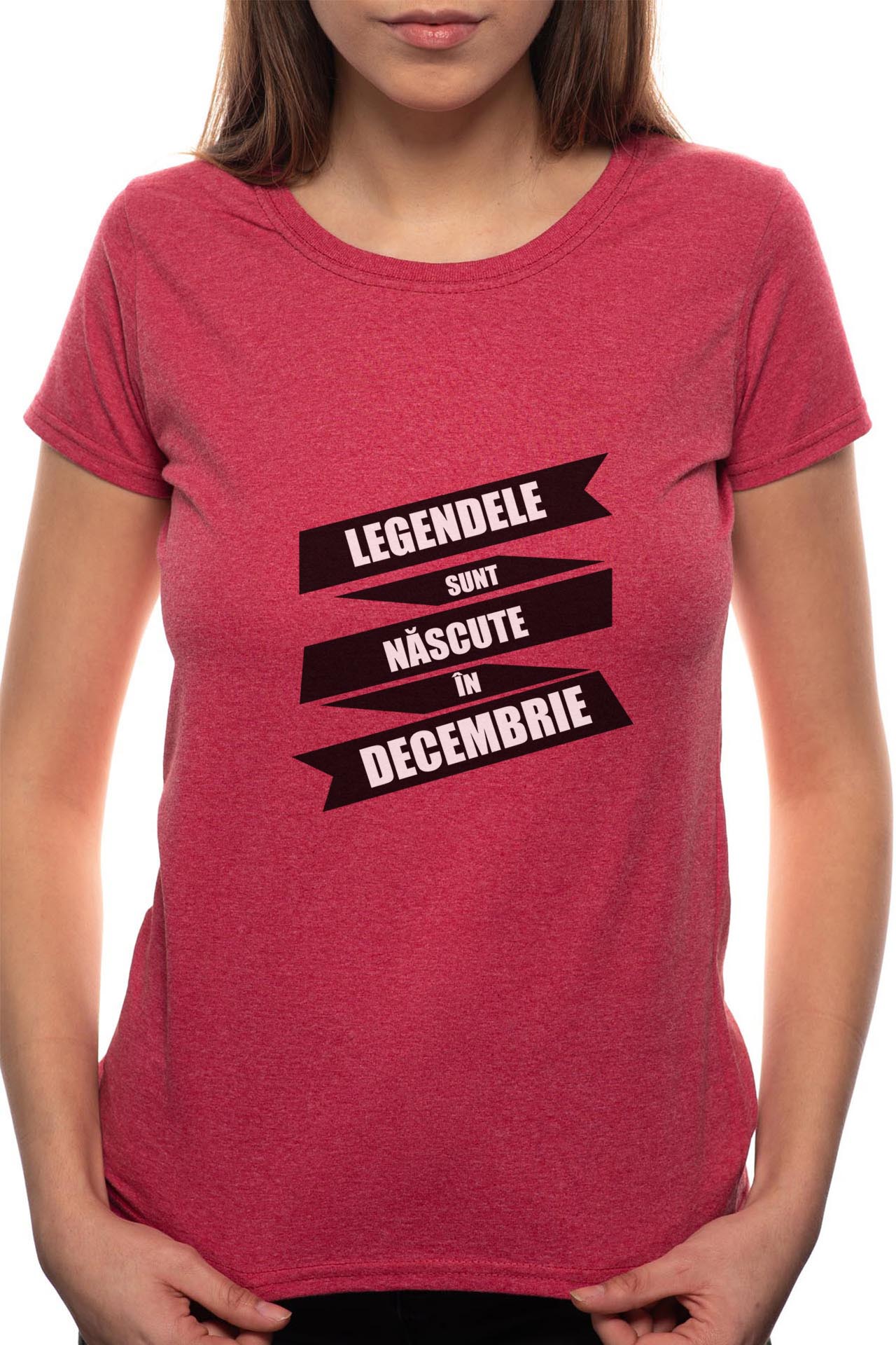 Tricou dama, Nascute In Decembrie, 100% Bumbac, BR86, Bordeaux Red