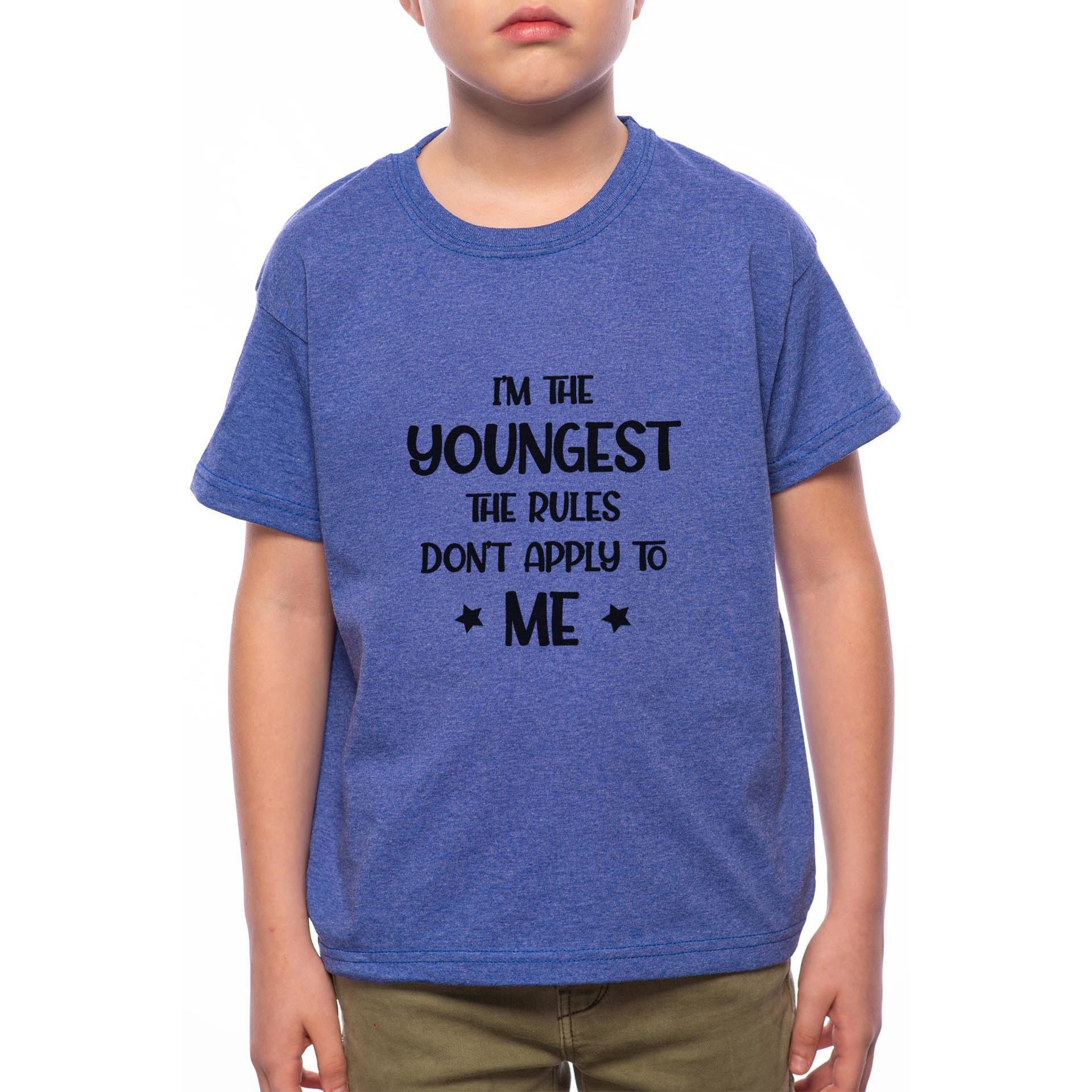 Tricou Baiat, I'm The Youngest, 100% Bumbac, Albastru, A39
