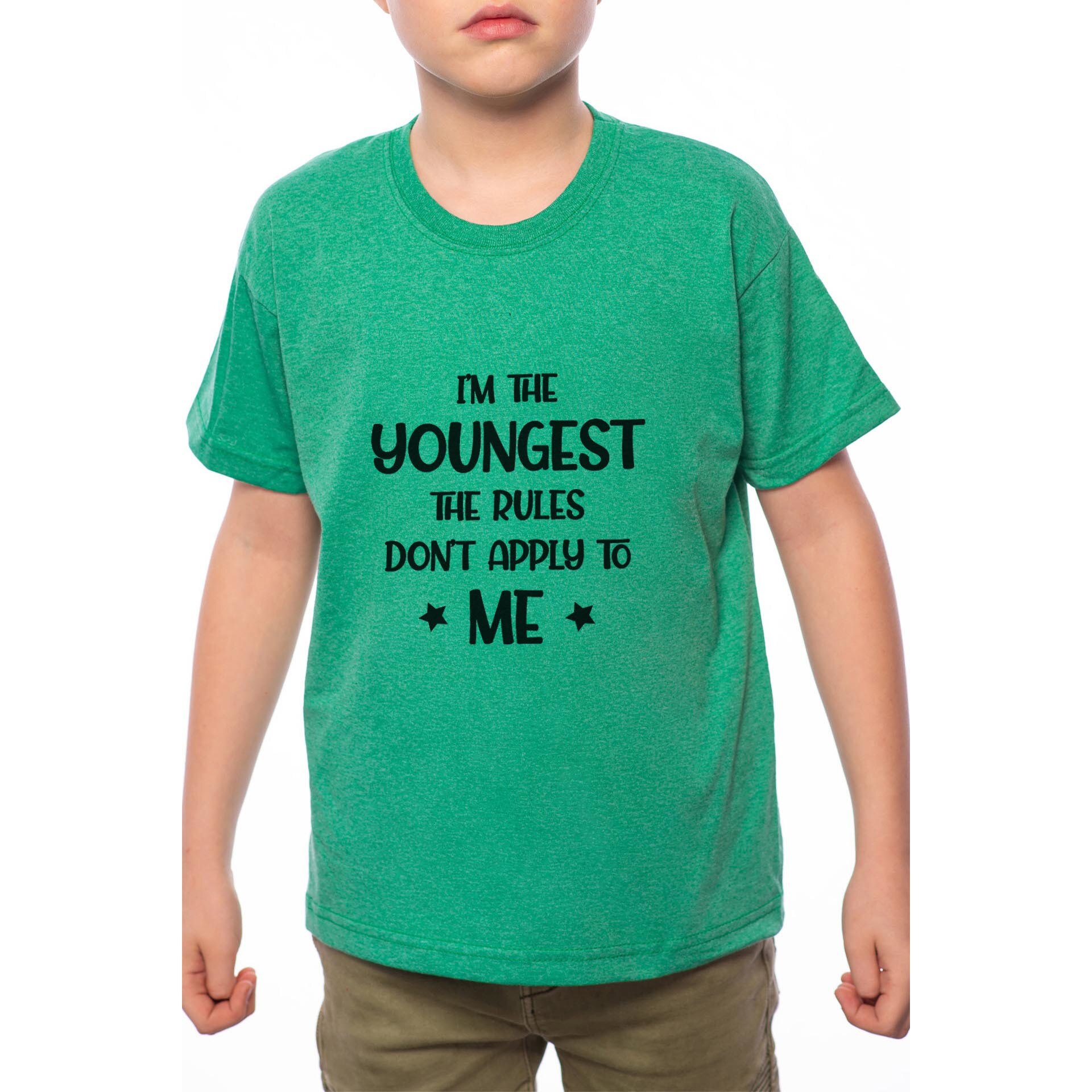 Tricou Baiat, I'm The Youngest, 100% Bumbac, Verde, G39