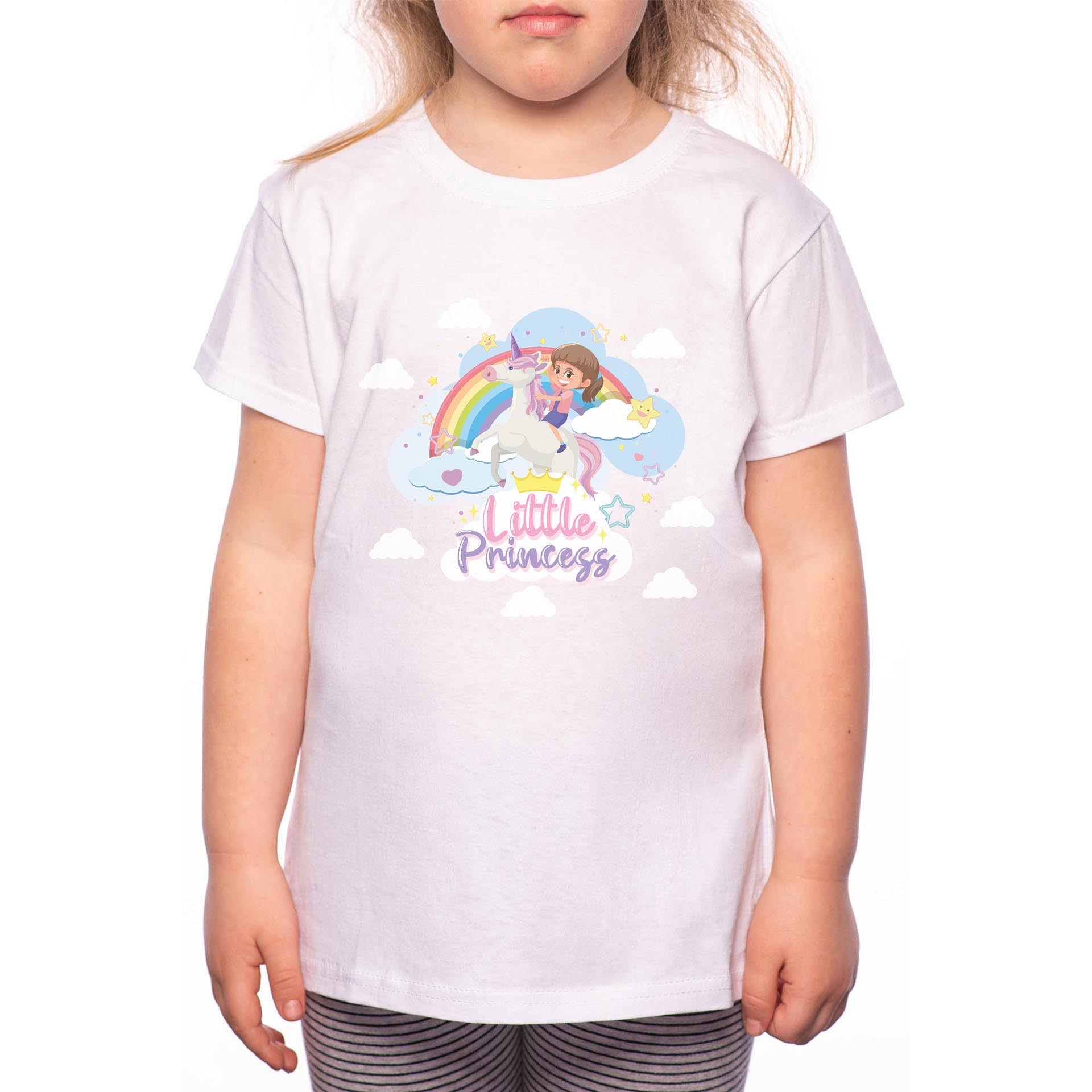 Tricou Fetita, Little Princess Unicorn, 100% Bumbac, Alb, W8