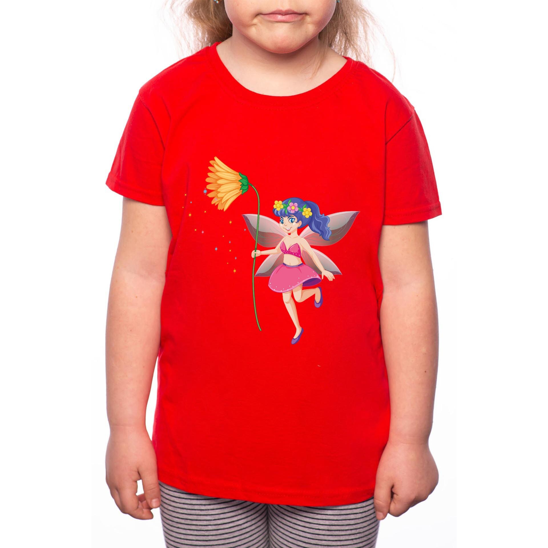 Tricou Fetita, Fairy, 100% Bumbac, Rosu, R17