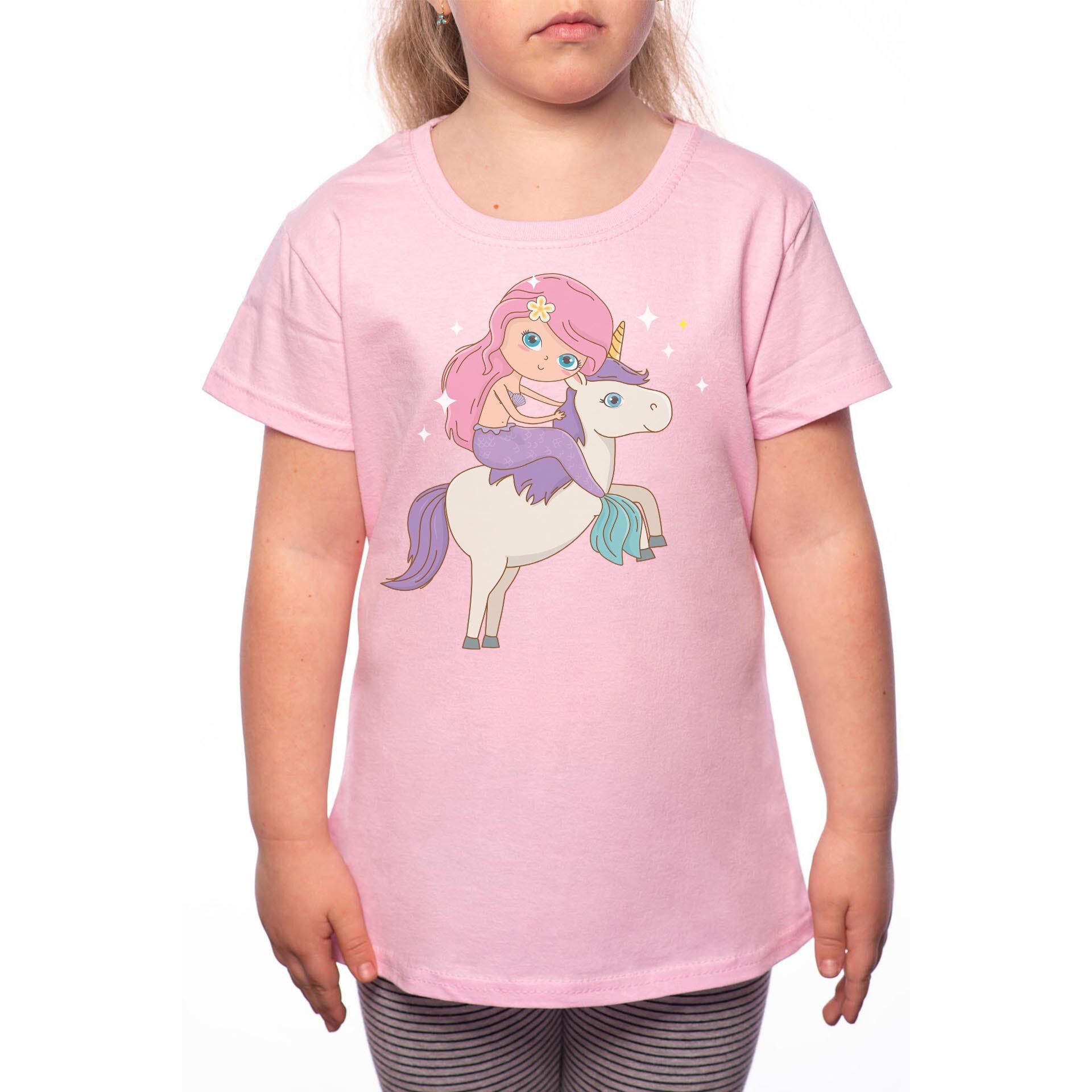 Tricou Fetita, Unicorn, 100% Bumbac, Roz, P9