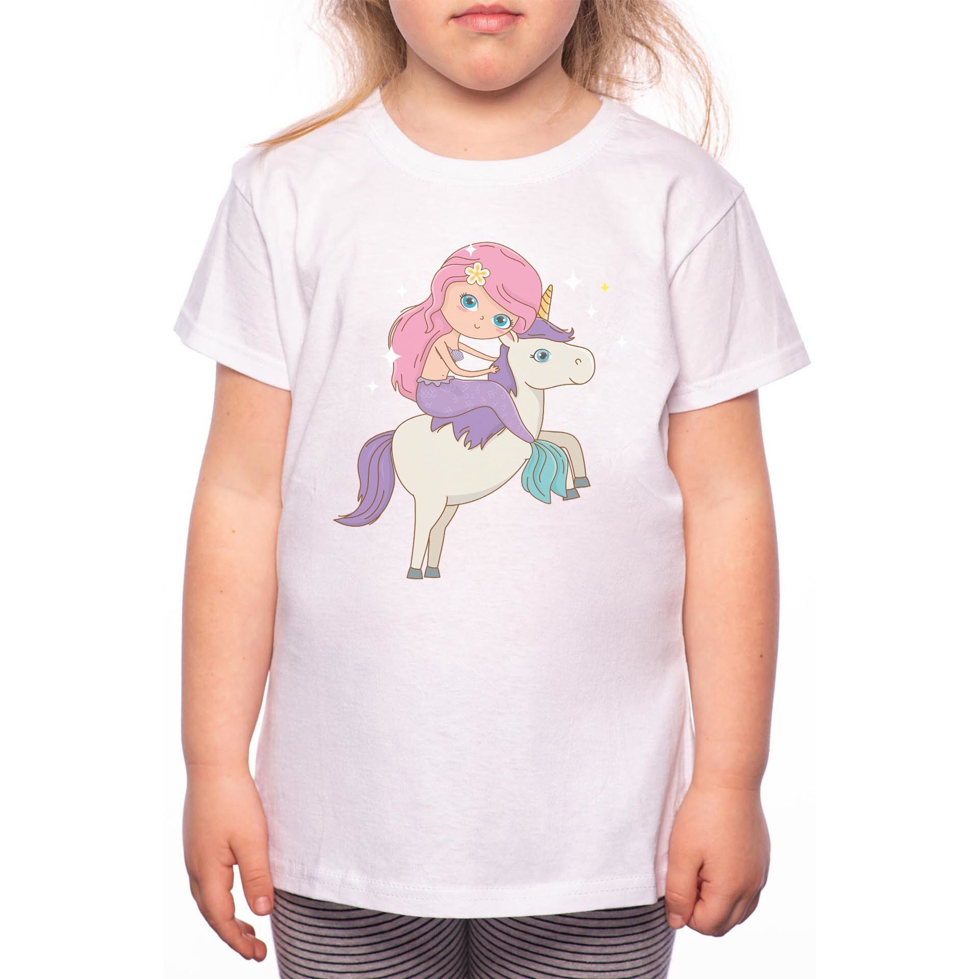 Tricou Fetita, Unicorn, 100% Bumbac, Alb, W9