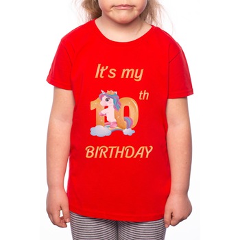 Tricou Fetita, 10th Birthday, 100% Bumbac, Rosu, R26 Tricou Fetita, 10th Birthday, 100% Bumbac, Rosu, R26