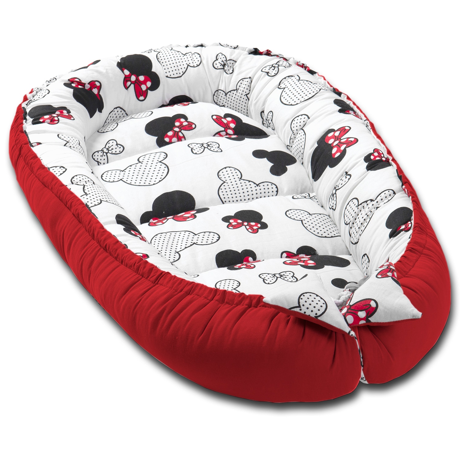Cosulet bebelus pentru dormit Kidizi Baby Nest Cocoon 90x50 cm Minnie, husa 100% bumbac