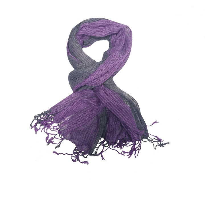 Női sál, szürke/lila, 170/75 cm