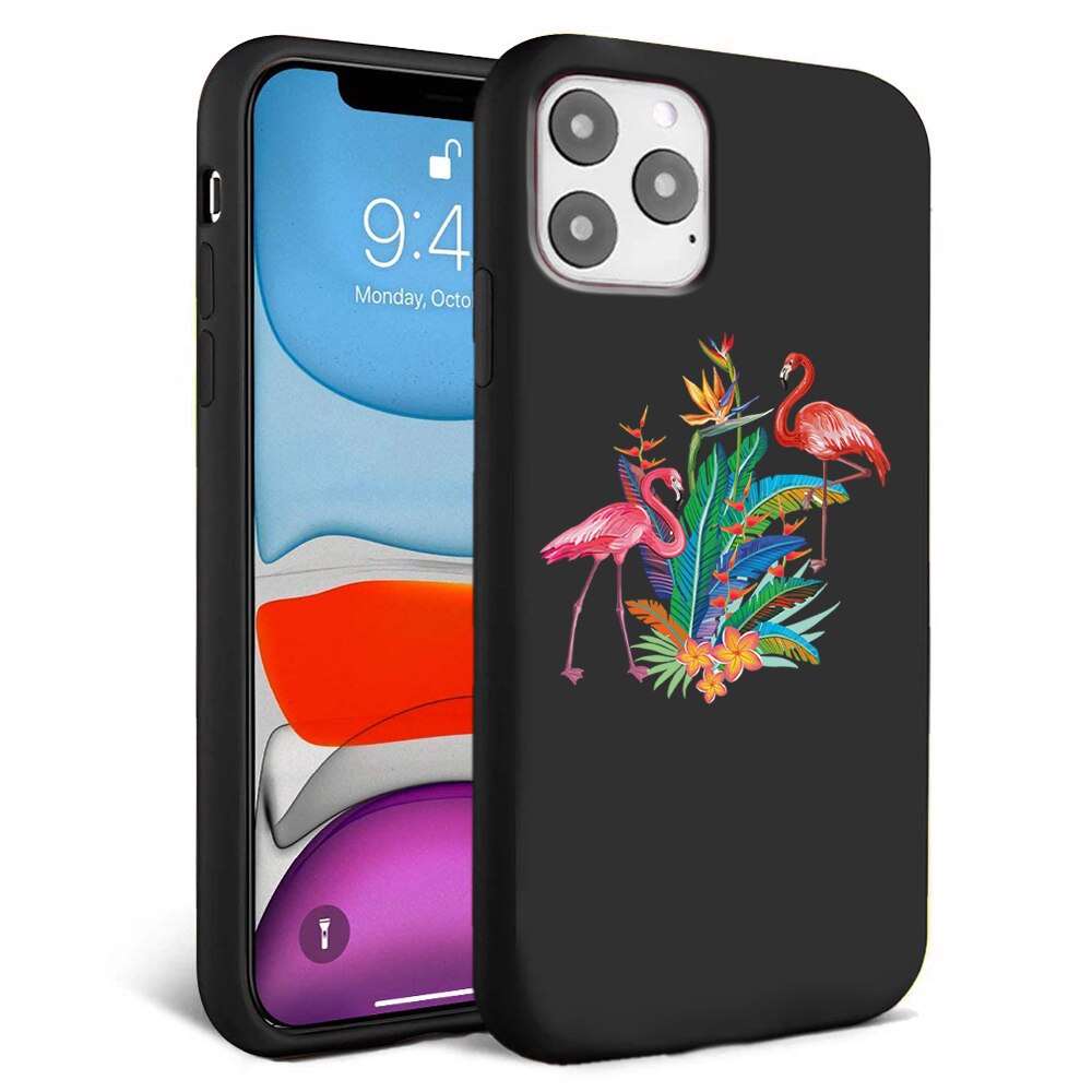 Husa pentru iPhone 11 ProMax - Silicon FlexiSoft - Flamingo Negru