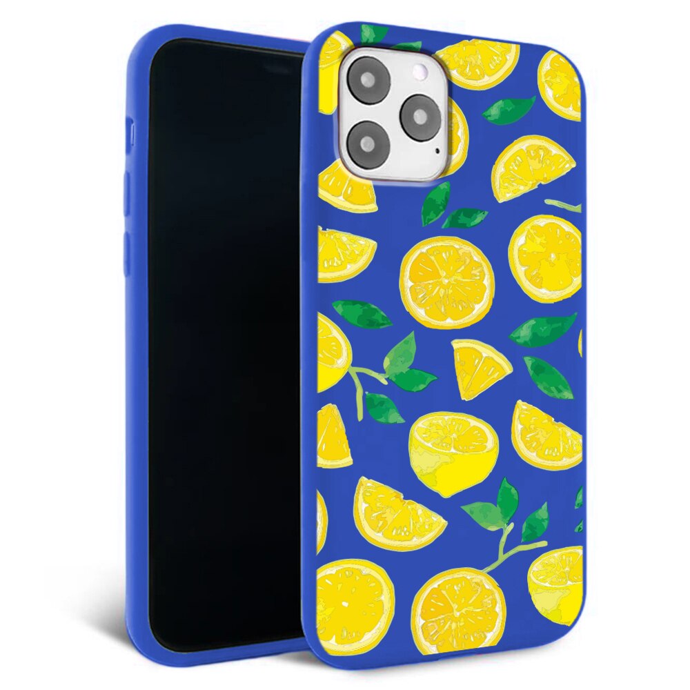 Husa pentru iPhone 11 ProMax - Silicon FlexiSoft - Lemons Albastru