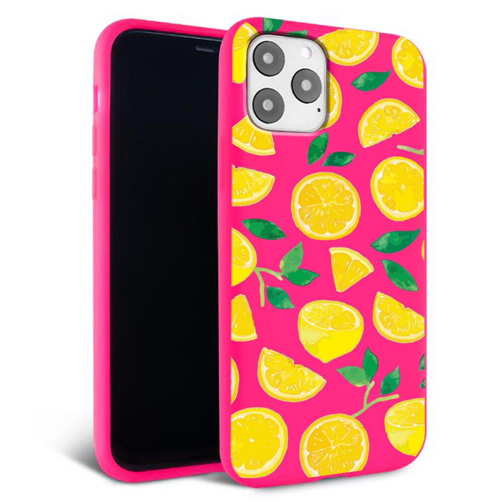 Husa pentru iPhone 11 ProMax - Silicon FlexiSoft - Lemons Roz