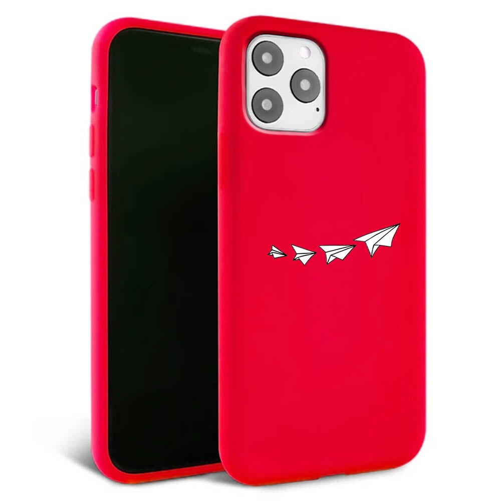 Husa pentru iPhone 11 ProMax - Silicon FlexiSoft - Paper plane Rosu