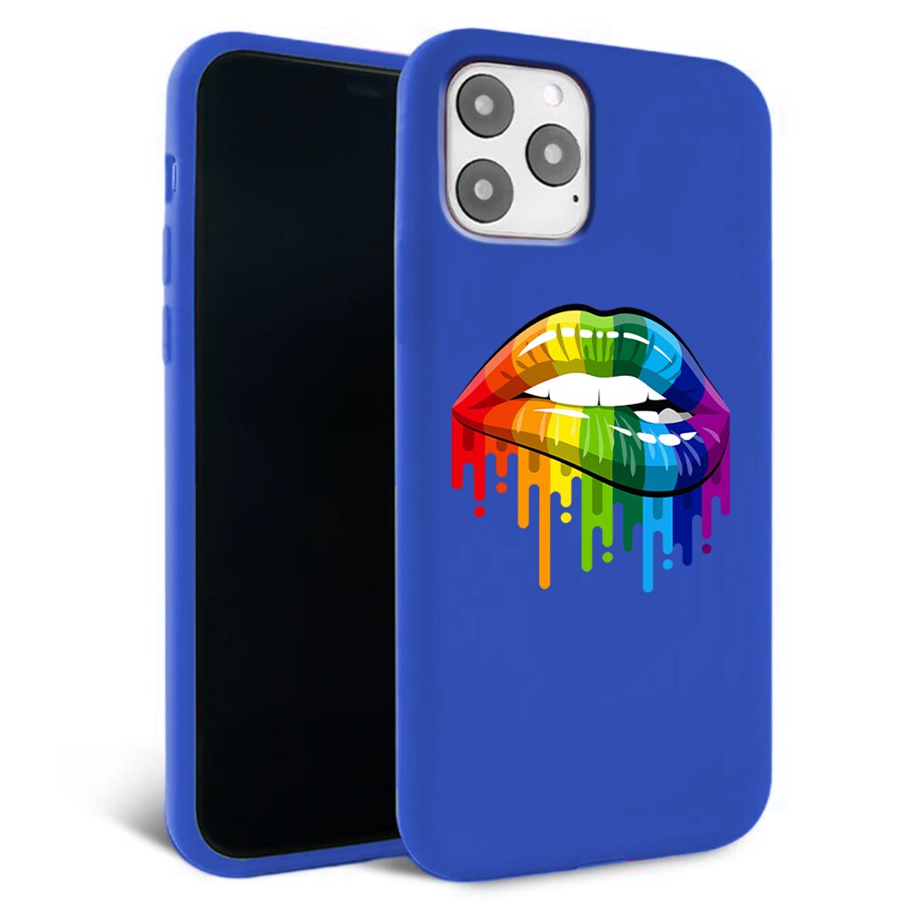 Husa pentru iPhone 11 ProMax - Silicon FlexiSoft - Lips Albastru