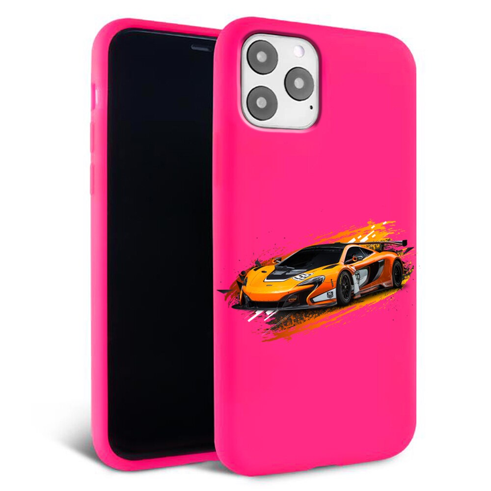Husa pentru iPhone 11 ProMax - Silicon FlexiSoft - Racing car Roz