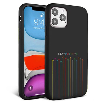 Husa pentru iPhone 11 ProMax - Silicon FlexiSoft - Stay Positive Negru Husa pentru iPhone 11 ProMax - Silicon FlexiSoft - Stay Positive Negru