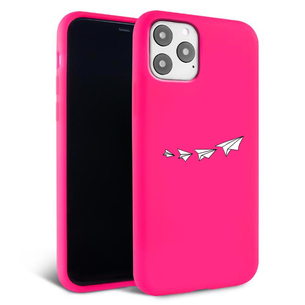Husa pentru iPhone 11 ProMax - Silicon FlexiSoft - Paper plane Roz