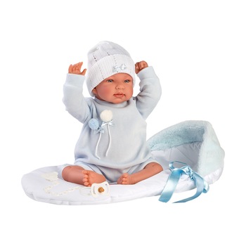 Papusa Llorens, Tina cu saculet de dormit omida, cu sunete, 44 cm Papusa Llorens, Tina cu saculet de dormit omida, cu sunete, 44 cm