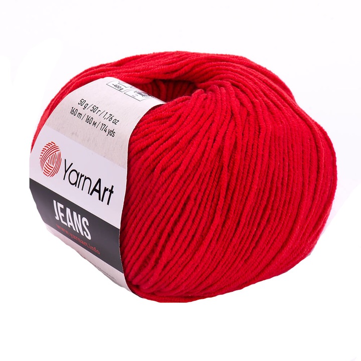 Fir Textil Yarn Art Jeans 90 pentru crosetat si tricotat, acril, rosu, 160 m