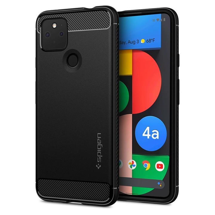 Калъф за телефон Spigen Rugged Armor за Google Pixel 4A 5G, матово черен