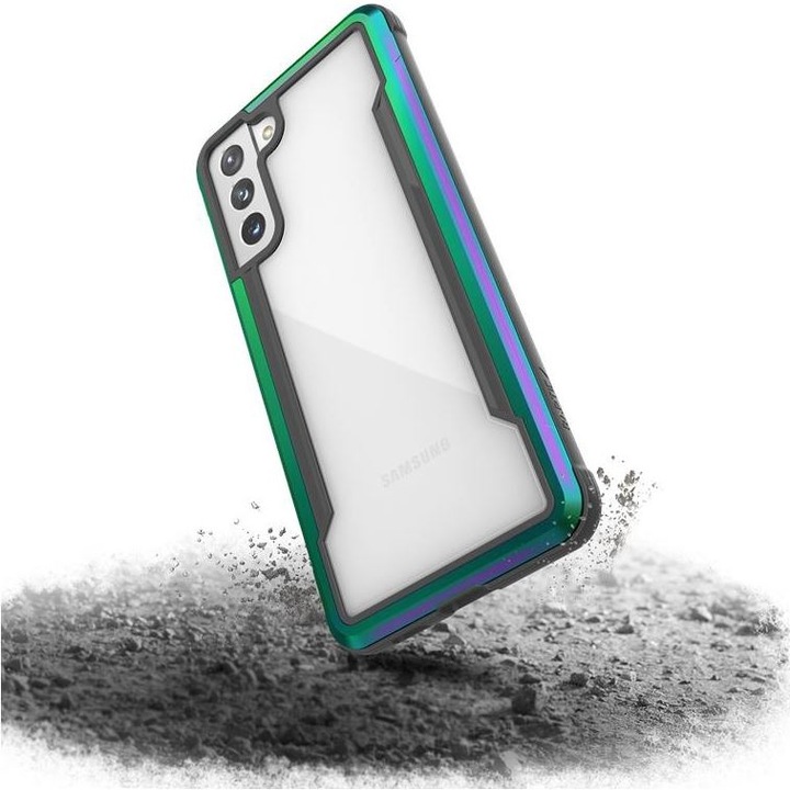Калъф за телефон X-Doria Raptic Shield алуминиев с антимикробиална защита за Samsung Galaxy S21 Plus, Iridescent