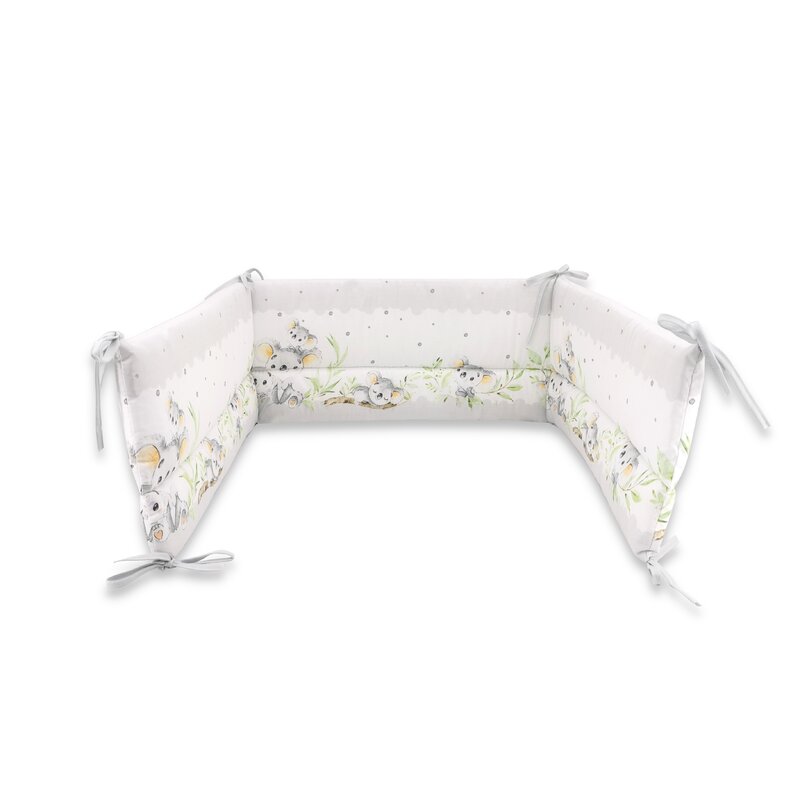 Aparatoare patut Qmini Koala Bear Grey, 120x60 cm, Alb/Gri