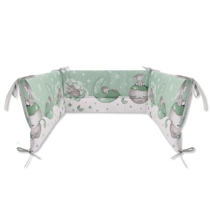 Aparatoare patut Qmini Elephant Mint, 120x60 cm, Verde/Gri