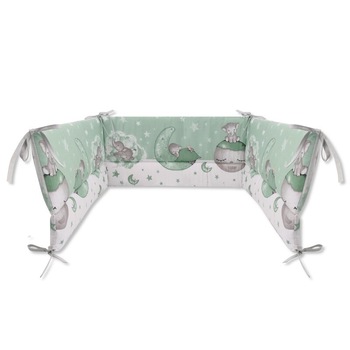 Aparatoare patut Qmini Elephant Mint, 120x60 cm, Verde/Gri Aparatoare patut Qmini Elephant Mint, 120x60 cm, Verde/Gri