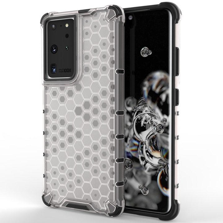 Калъф за телефон Honeycomb Armor с TPU рамка за Samsung Galaxy S21 Ultra 5G, прозрачен