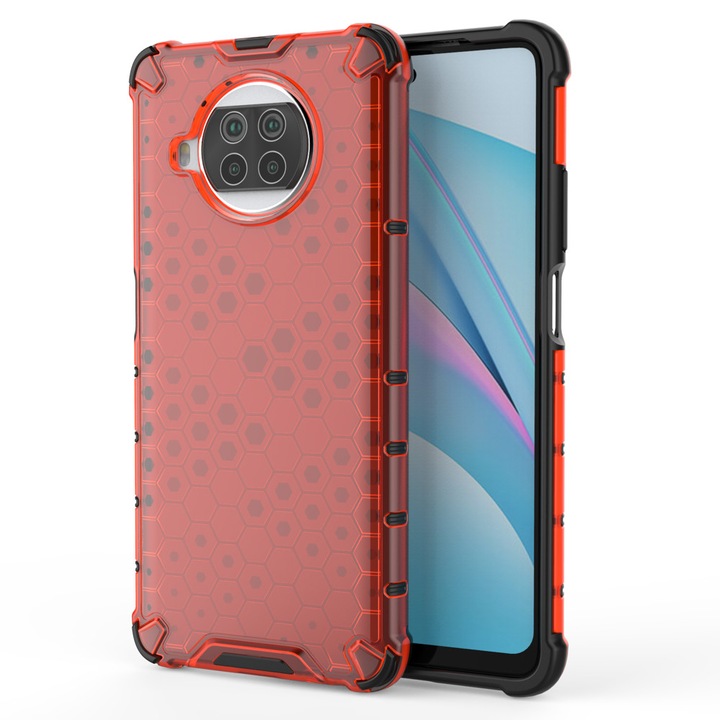 Калъф за телефон Honeycomb Armor с TPU рамка за Xiaomi Mi 10T Lite, червен