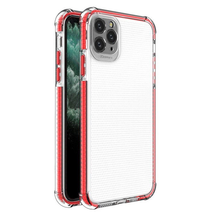 Hátlap védő tok Apple iPhone 11 Pro Max Mobiltelefonhoz - HT Spring Armor - Piros